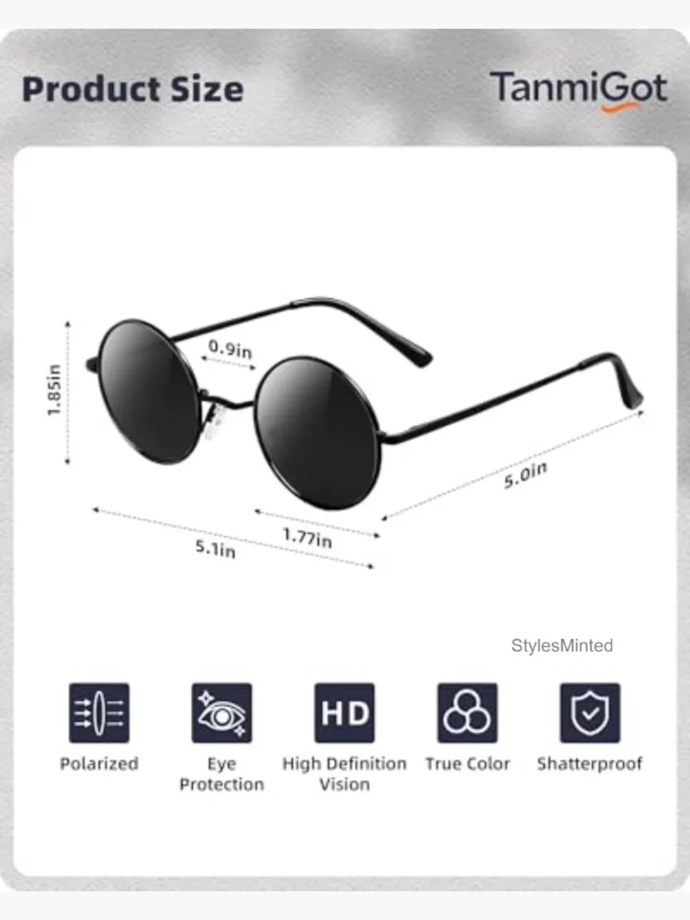 Retro Round Polarized Sunglasses UV400 Protection for Driving Travel